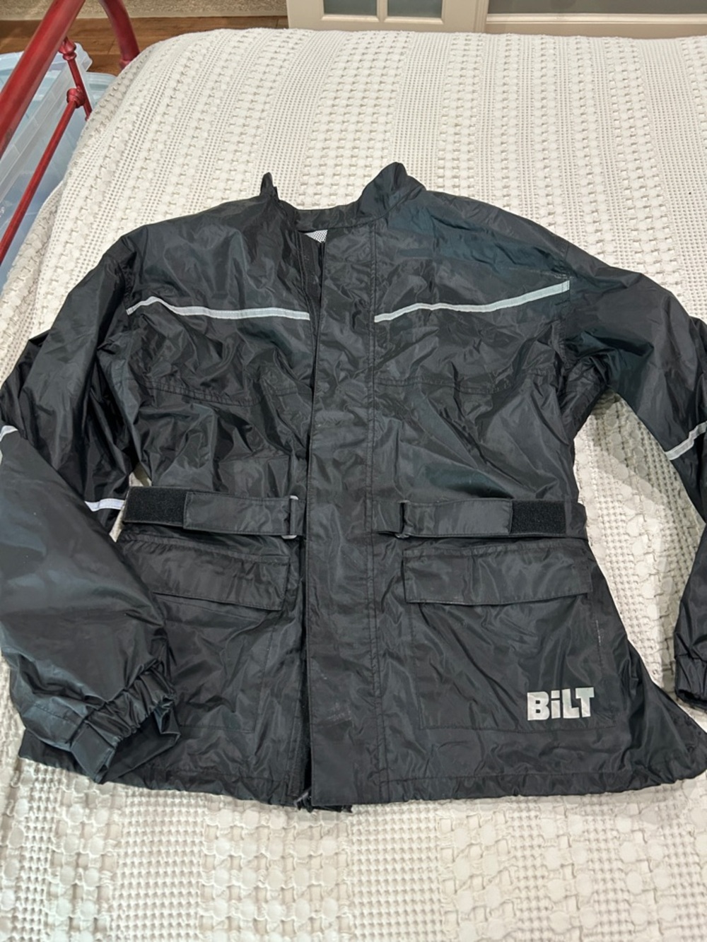 Men's Black Reflective Motorcycle Rain Jacket